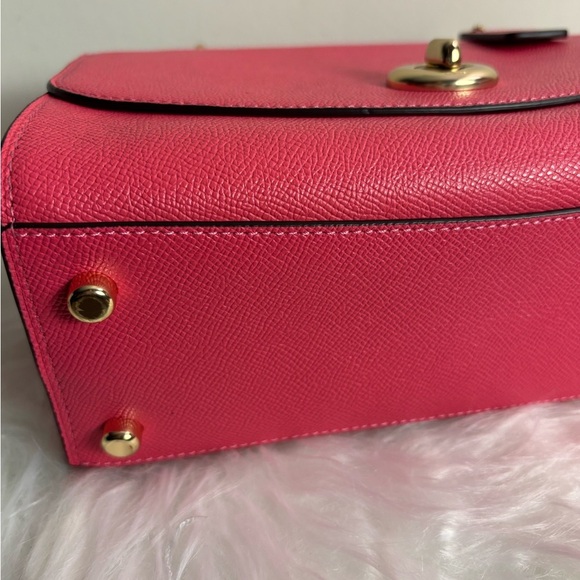 Coach Rose Pink Tilly Top Handle Satchel Classic Flap Leather Lock, 76618 - Picture 6 of 10